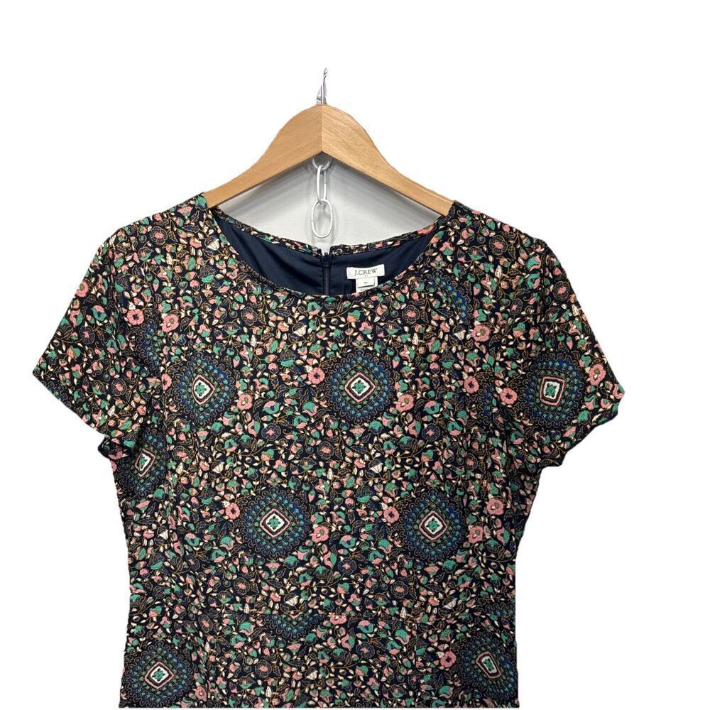 J Crew Flutter Sleeve Dress H5402 Medallion Print Multicolor Size 10 Boho Chic - Picture 4 of 10
